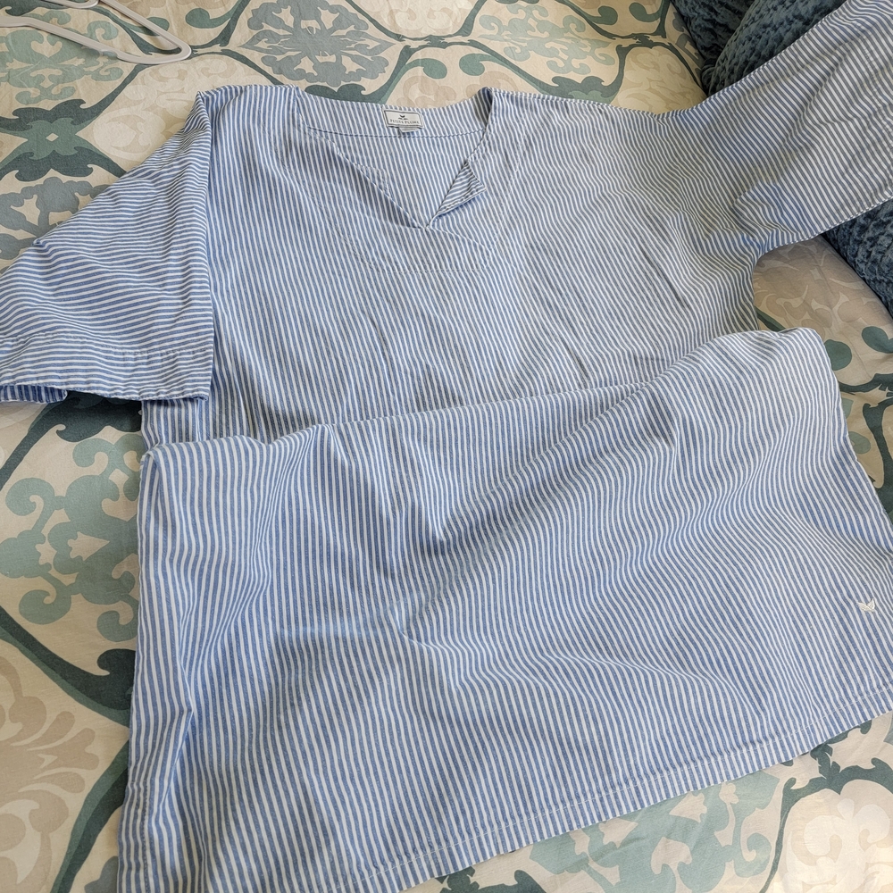 Petite Plume Women's Twill Short Caftan in French Blue